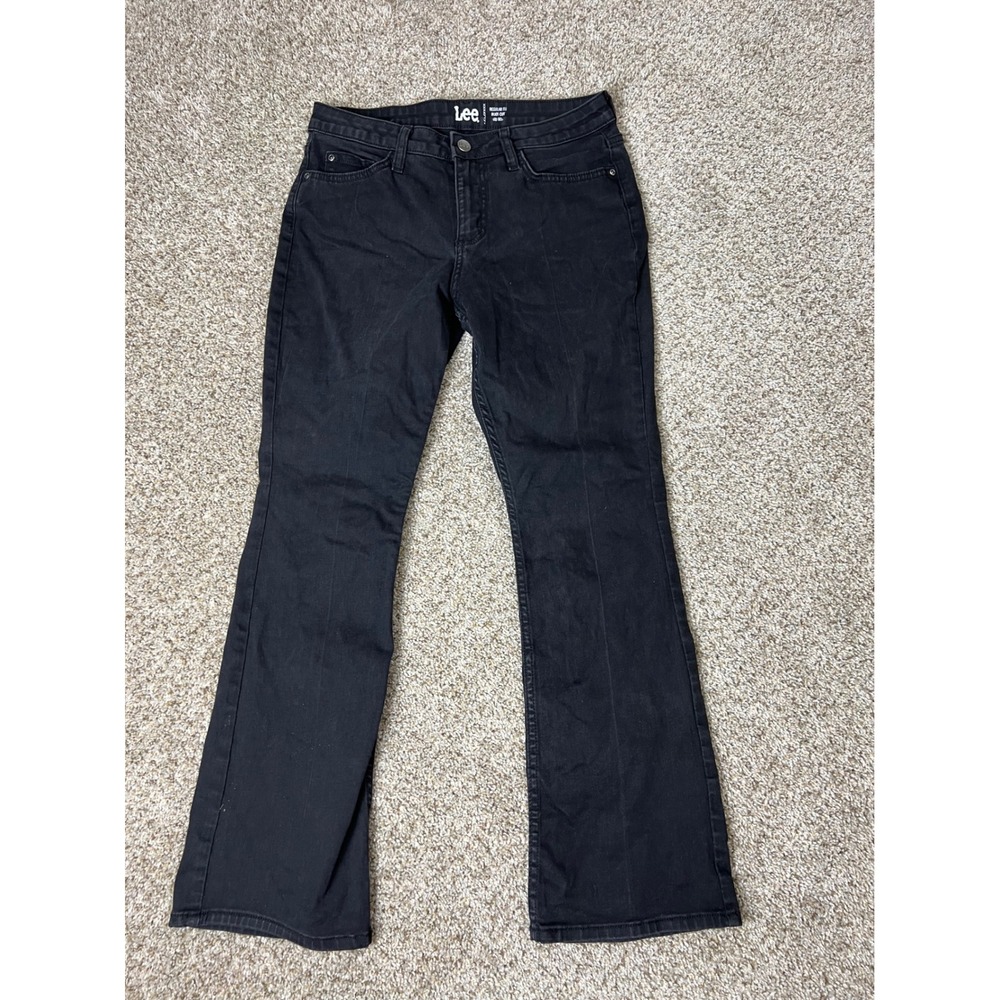Lee Regular Fit Bootcut Jeans Black Mid Rise Stretch Denim 8P